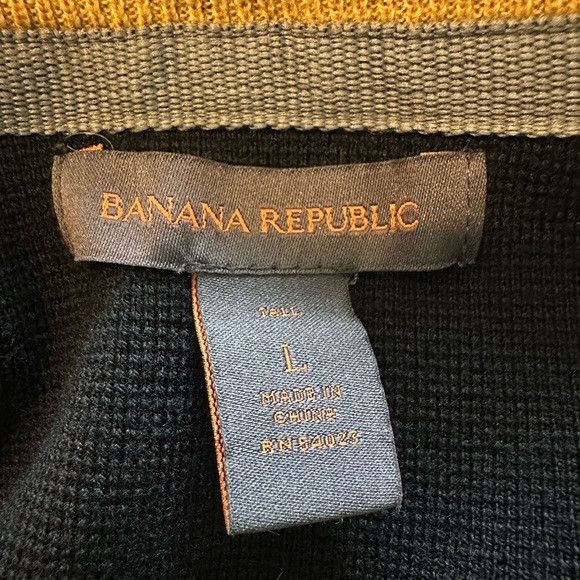 Banana Republic 1/4 Zip Black Size Large Patch Elbow Sleeves Merino Wool Blend - Picture 7 of 7